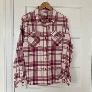 Frank and Oak organic cotton pink flannel shirt